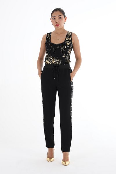 Balizza STONE EMBROIDERED LACE-UP NORMAL WAIST PANT
