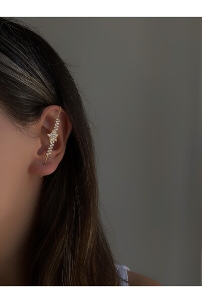 Owentis Steel Rose Gold Stone Star Needle Marcella Earrings - Does Not Tarnish -