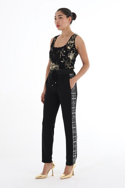 Balizza STONE EMBROIDERED LACE-UP NORMAL WAIST PANT