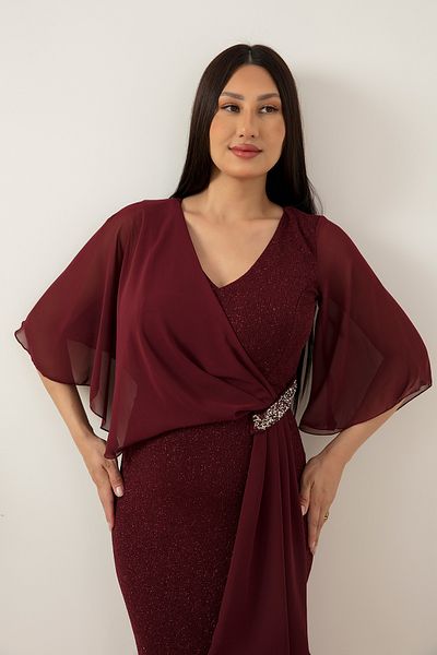 PULLIMM Rochie din șifon cu sclipici cu detaliu de piatră în talie 39688