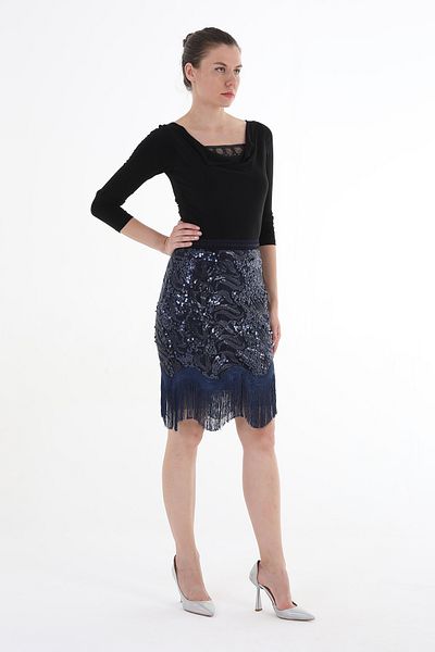 Balizza BLZ-SKIRT WITH TASSEL DETAIL PUL PAYET EMBROIDERED SKIRT