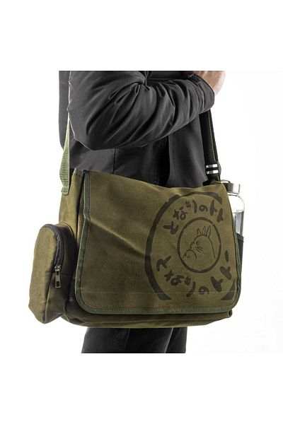 DEEFWEAR Πράσινη τσάντα αγγελιοφόρου εκτύπωσης Totoro