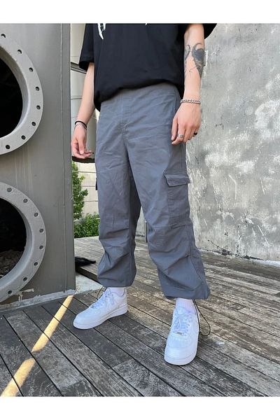ellevana Parachute Fabric Unisex Trousers with Cargo Pockets