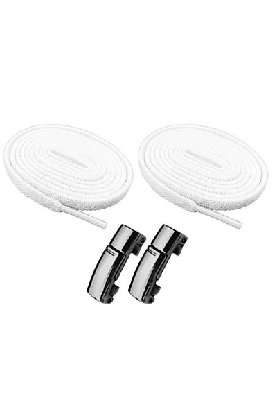 Dopar Elastic White Smart Locking Laces Magnetized Metal Plug and Drop Sports Shoelaces 100 Cm