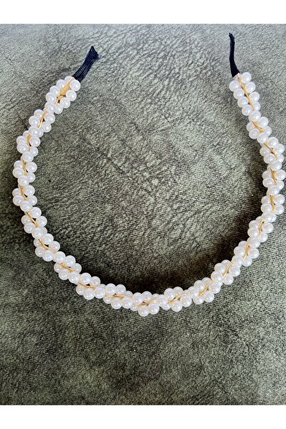 büzey accessory İncili sarmal taç