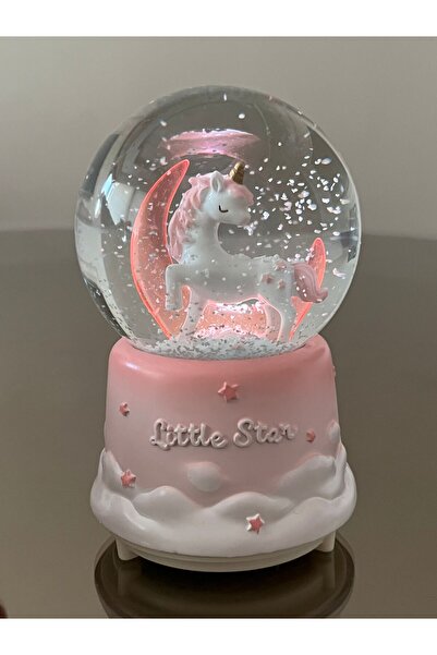 nesever store Orta Boy Otomatik Işıklı Müzikli Unicorn Kar Küresi