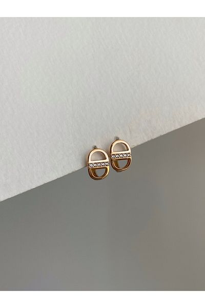 Owentis Steel Rose Gold Jewelled Design Model Gwenda Earrings - Does not blacken-