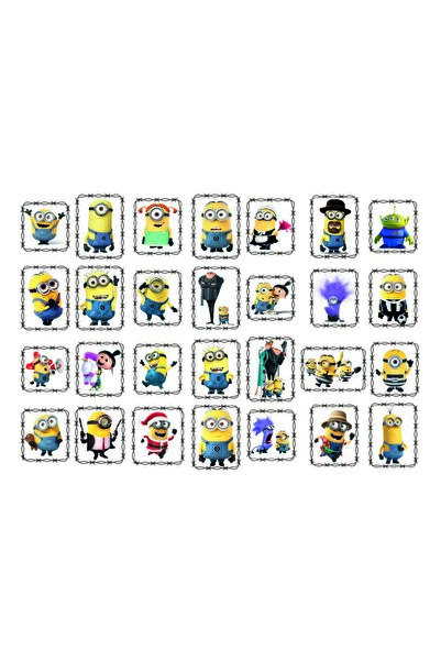 DİJİTALİSTBASKI Okul Etiketi Figür Minyonlar Set Etiket - 28 Adet