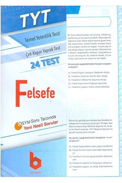Basamak Yayınları 2020 TYT Felsefe Çek - Kopar Yaprak Test / Kolektif / Basam...