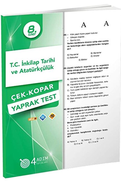 4 Adım Yayınları 8. Sınıf T.C. İnkılap Tarihi ve Atatürkçülük Çek-Kopar Yapra...