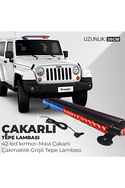 C9 4 Yönlü 30 Ledli Kırmızı Mavi Acil Durum İkaz Lambası 27 Modlu 38 CM