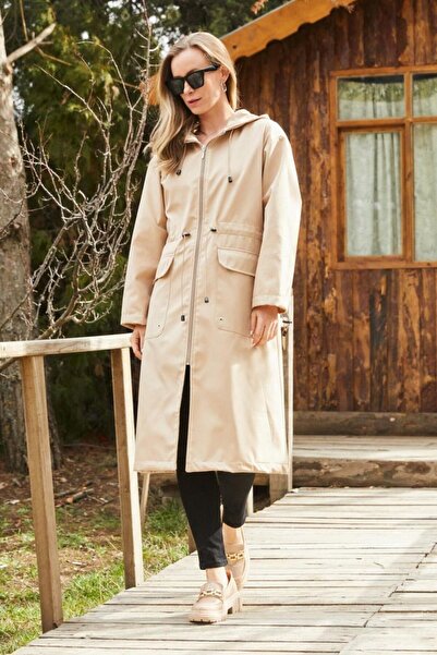 serkan Oversize Kapüşonlu Cepli Trench