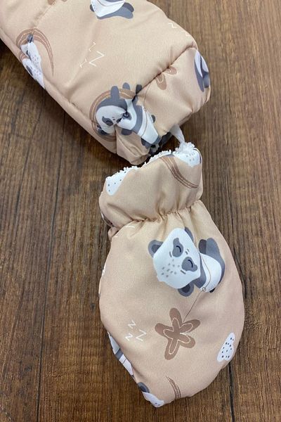 PODIUM GYM Baby Cosmonaut Jumpsuit with Cute Panda Character, Removable Gloves & Booties, Double Zipper