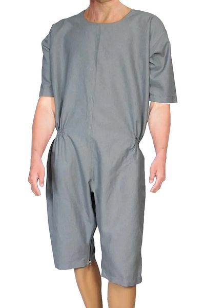Devi Short Sleeve Gray Color Patient Coverall & Patient Care Coverall - SMALL SIZE