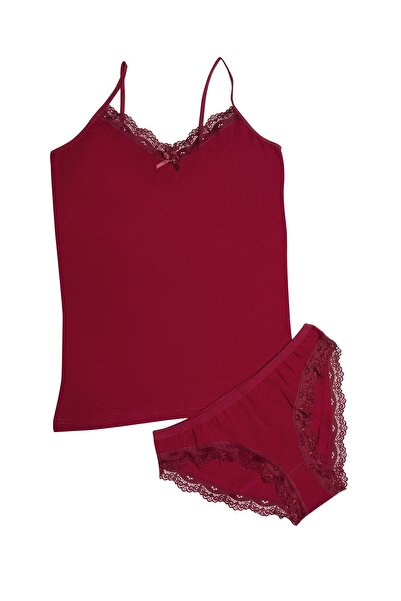 Lumenia Μπορντό Χρώμα Γυναικείο Σετ εσώρουχα με κορδόνια KOTA6303 Γυναικείο ε...