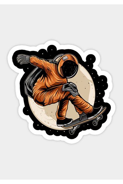 MegaSticker Autocolant Astronaut Skateboard pentru mașină, motocicletă, cască și laptop - 14x14 cm