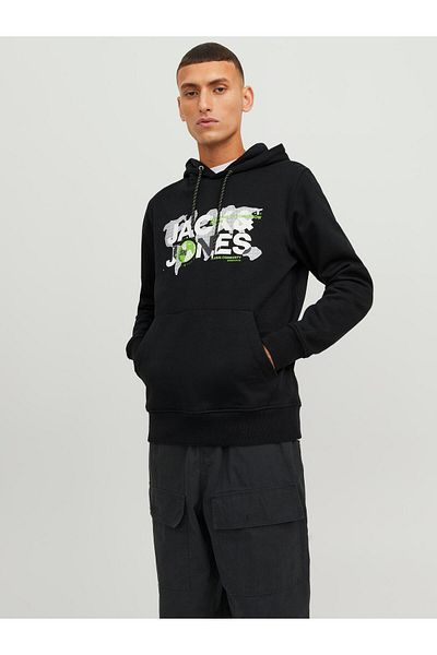 Jack & Jones Jack Jones Dust Sweat Hood Sn Men's Black Sweatshirt 12240214-02