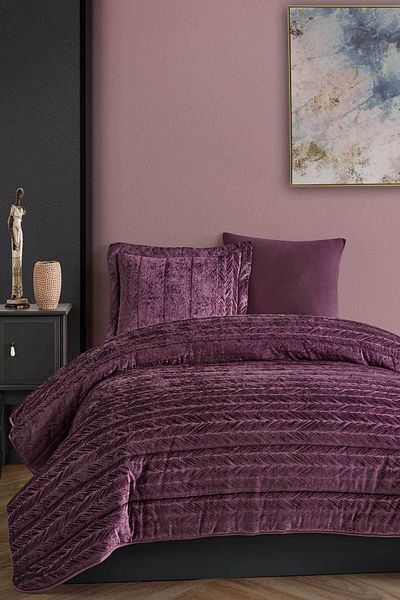 Elart Velvet Velvet Comfort Σετ Μοντέρνο Σετ ύπνου Μονό Plum 2 τεμαχίων