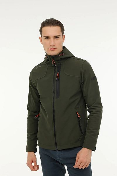 lumberjack Ανδρικό παλτό με κουκούλα παστέλ χακί Softshell ML NEW TREND 1GT17