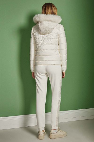 Guitar Furry Ecru Puffer Coat