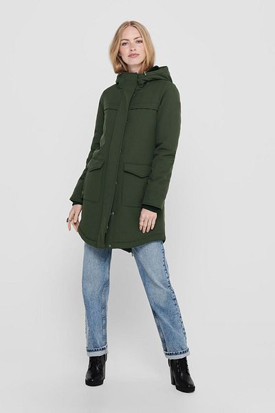 ONLY Women's Onlmaastrıcht Hooded Long Coat 15192522 Khaki