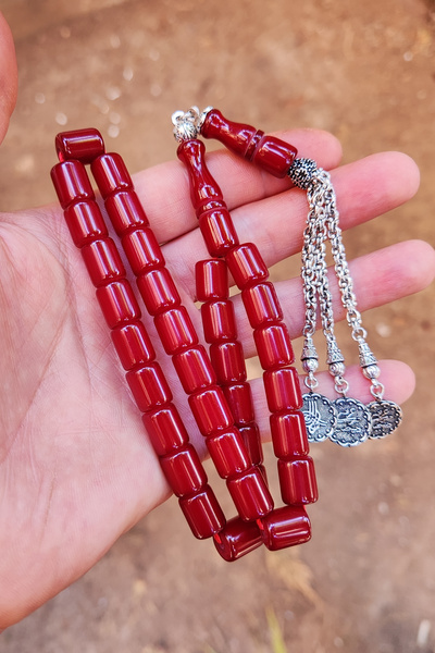 Vip Kehribar Ottoman Cut Clamping Amber Rosary - 9X12 mm