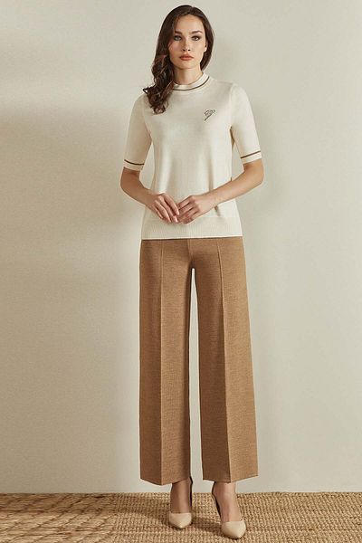 Guitar Wide Leg Brown Knitwear Trousers