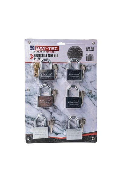 Baytec Bay-Tec MK2443 Master - 55 mm Steel Padlock Set of 6