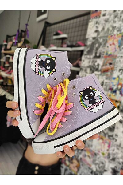 MECH BUTİK Унісекс Повсякденні лляні кросівки з довгим манжетом і принтом Hellokitty Chococat