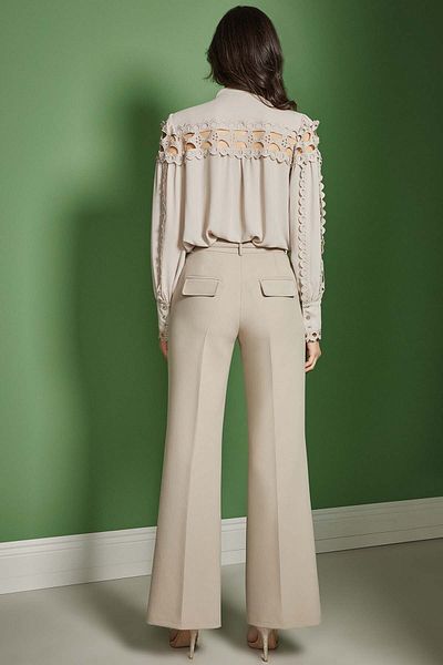Guitar Flared Stone Woven Trousers