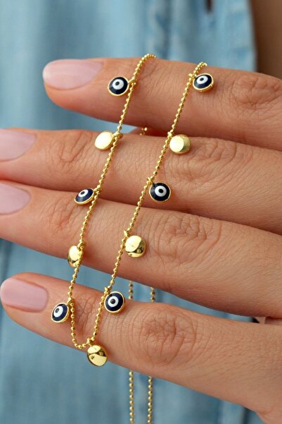 Silvano Jewelry 925 Ayar Gümüş Nazarlı Pullu Şans Kolyesi