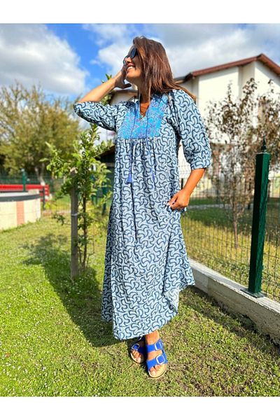 Elif Özbey Butik Rochie cu dantelă cu model de frunze