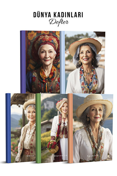 YAPAY ZEKA SANAT Set de caiete din 5 bucăți World Women de înaltă calitate - ...