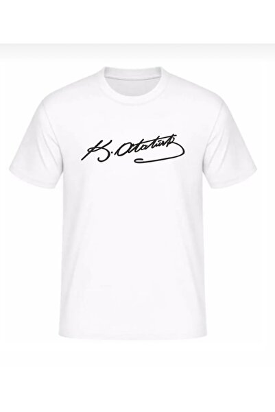 parypary تي شيرت مطبوع بتوقيع مصطفى كمال أتاتورك