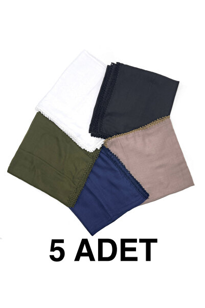 nazipek 5'li Set Kenarları Oyalı %100 Pamuklu Yazma 100x100cm Eşarp