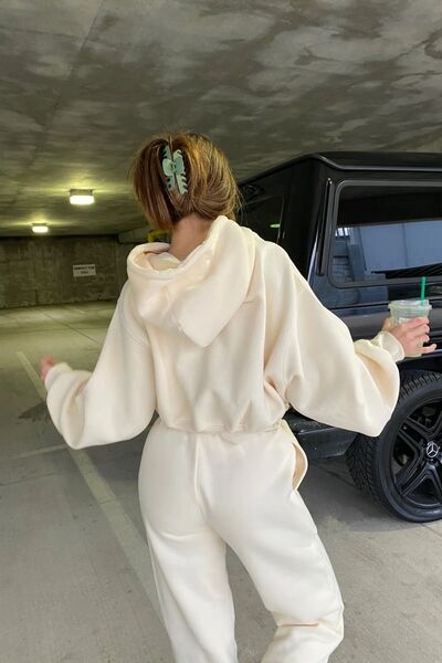 C&C OKULCUNUZ Unprinted Crop αθλητική φόρμα Baby Blue-Ecru