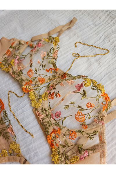 BY GUZEL Underwire Yellow Floral Bra Set