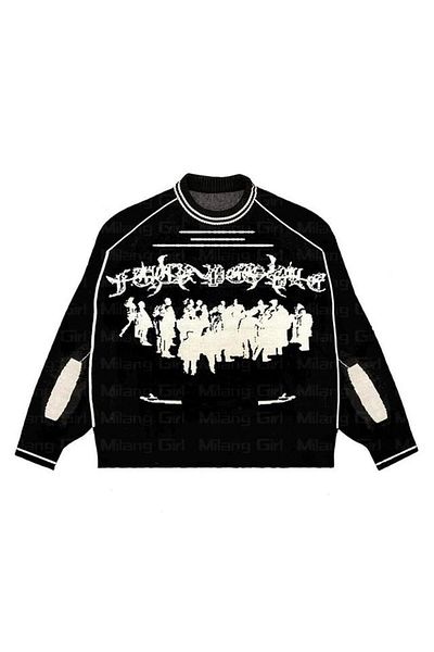 Touz Moda Street Wear Unisex Oversize Black Sweater