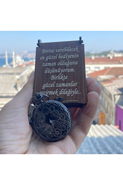 keyfim shop Kişiye Özel Mekanik Dişli Tasarımlı Retro Köstekli Cep Saati-1