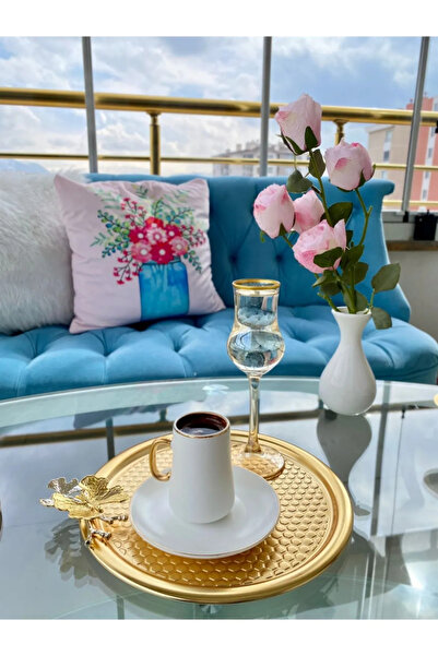 NEWTREND Züccaciye Kelebekli Yuvarlak Petek Desenli Gold Sunum , Dekoratif Se...