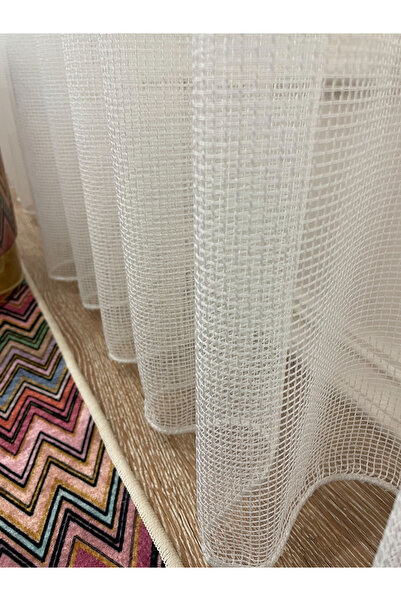 Brillant Modern Textured Square Honeycomb 1/2,5 Pleat - ECRU - CREAM Tulle Curtain