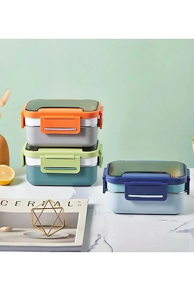 Vagon Stainless Double Layer Blue Steel Lunch 1200ml Lunch Box