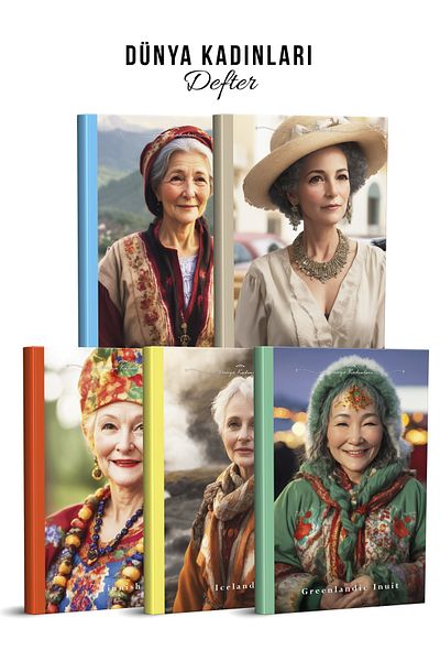 YAPAY ZEKA SANAT World Women's Notebooks 5 Pieces '135x195' High Quality Cover 96 Pages Unlined