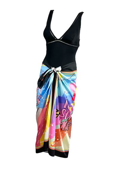 Rs Ramuni Women's Beach Dress Satin Pareo No see-through
