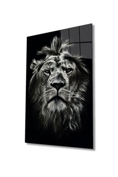 Rosyvien Lion Portrait Wild Nature Landscape Glass Painting, Home and Office Wall Decor, Gift, Tempered Glass