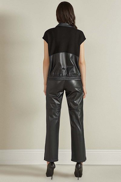 Guitar Sleeveless Black Leather Vest