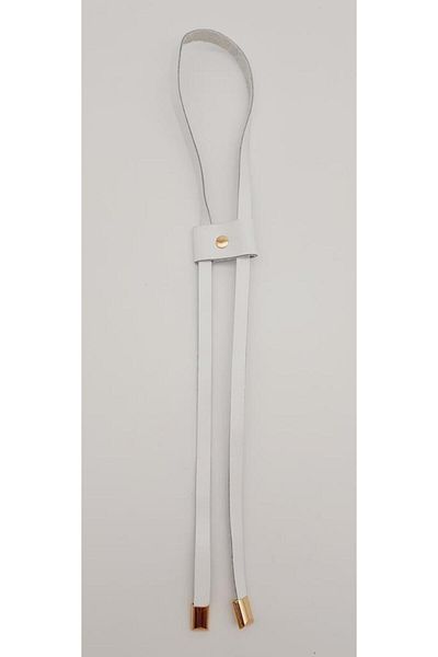 angel çanta aksesuar Angel Bag Accessory White Genuine Leather Drawstring Light Gold Metal