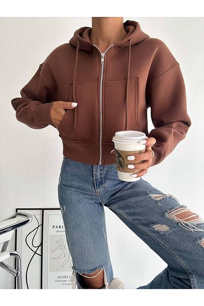 Noa Noa Zippered Short Three Thread Sweatshirt