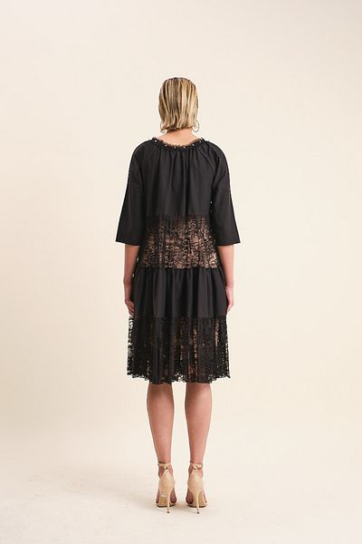 VERDA Black Lace Lined Evening Dress