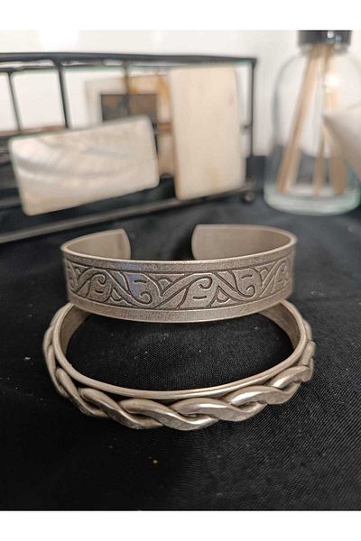 KAVELE 100% Pure Copper Bracelet Motif Twisted Set-Silver Coated Enli